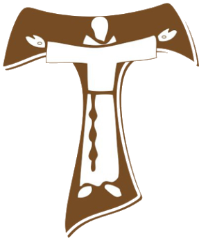 St. Philip Neri Parish logo: Tau cross with Franciscan figure